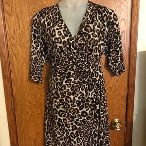 Kiyonna Leopard Cheetah Print Faux Wrap Dress 3x